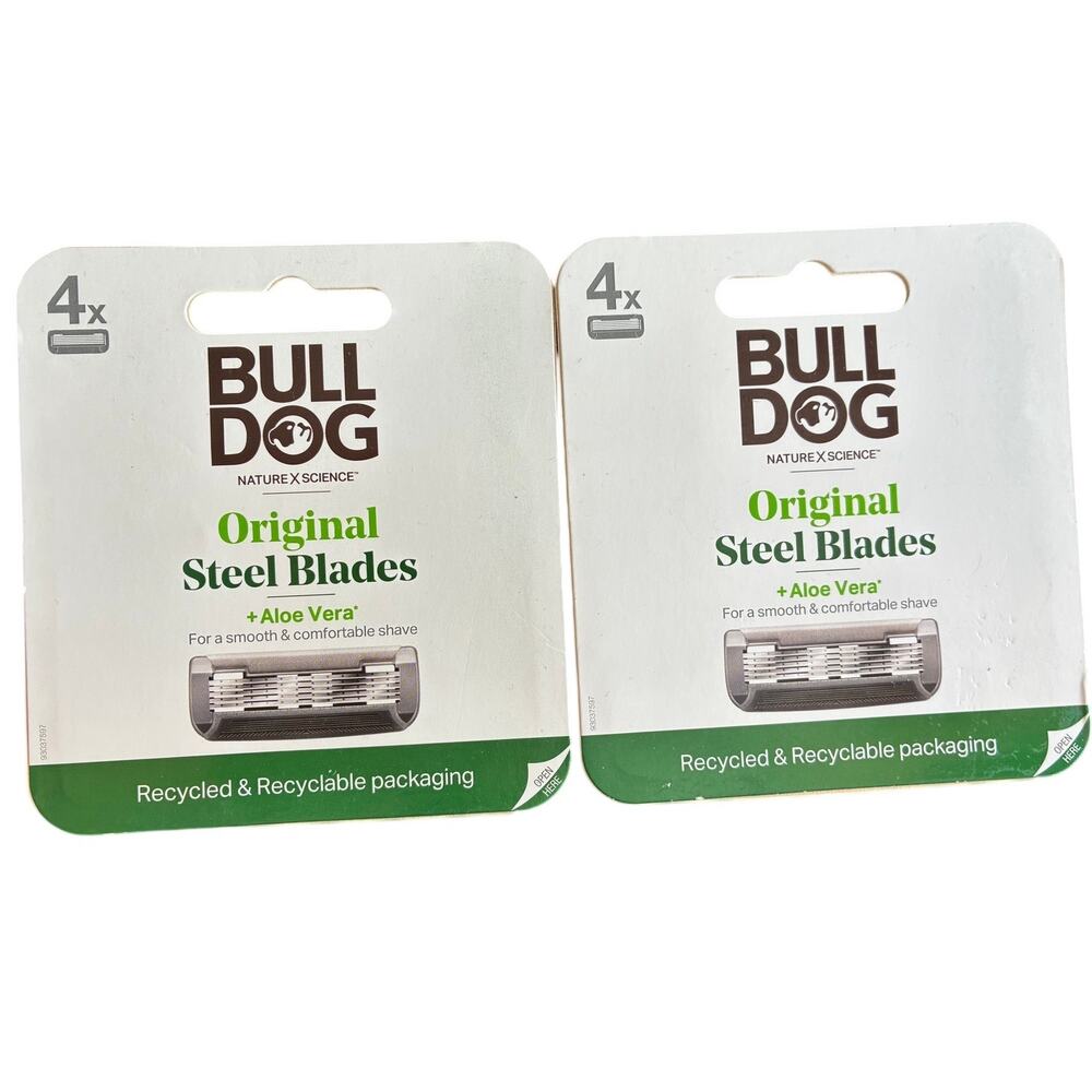 Bulldog Original Steel Razor Blades + Aloe Vera 4ct x2 – 8 Refills